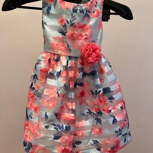 Floral Kids Dress with Pink and Blue Accents